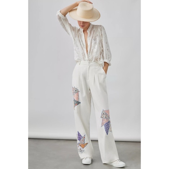 Anthropologie x Forever That Girl Quilted Pinwheel Patchwork Pants - Picture 2 of 11